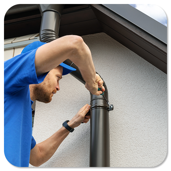 man fixing gutters