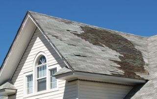 Damaged roof on a house