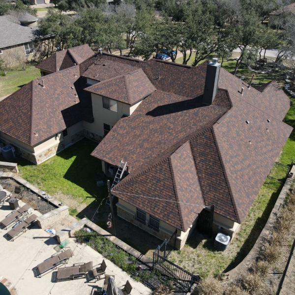aerial view of a house roof
